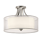 Потолочный светильник с двойным цилиндрическим плафоном из белого стекла и прозрачной органзы Kichler варинант исполнения - 12 | Loft Concept в Саратове