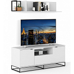 ТВ-тумба белая с  2-мя дверцами и ящиком Strict Lines варинант исполнения - 5 | Loft Concept в Саратове