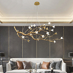 Люстра в виде золотой ветки с цветами Glass Flower Pendant Light варинант исполнения - 4 | Loft Concept в Саратове