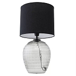 Настольная лампа с черным цилиндрическим тканевым абажуром и фактурным прозрачным основанием Black Cone варинант исполнения - 2 | Loft Concept в Саратове