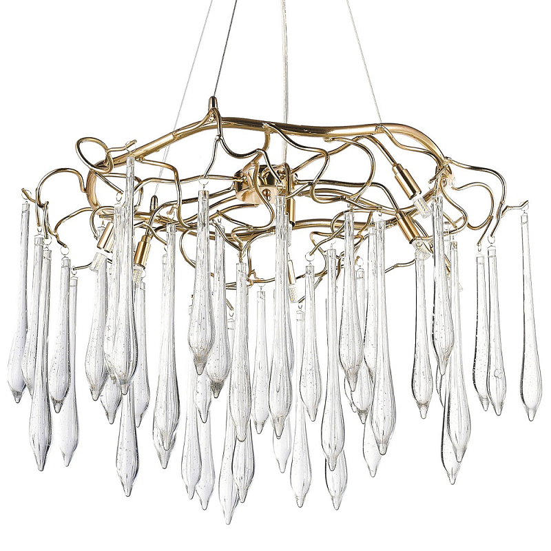 Люстра с хрустальными подвесками в виде капель Droplet Crystal Gold Chandelier 8 Золотой Прозрачный Люстра с хрустальными подвесками в виде капель Droplet Crystal Gold Chandelier 8 Золотой Прозрачный в Саратове | Loft Concept