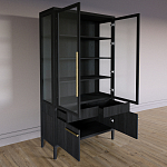 Витрина Primo со стеклянными фасадами и буфетом шпон Черный дуб варинант исполнения - 4 | Loft Concept в Саратове