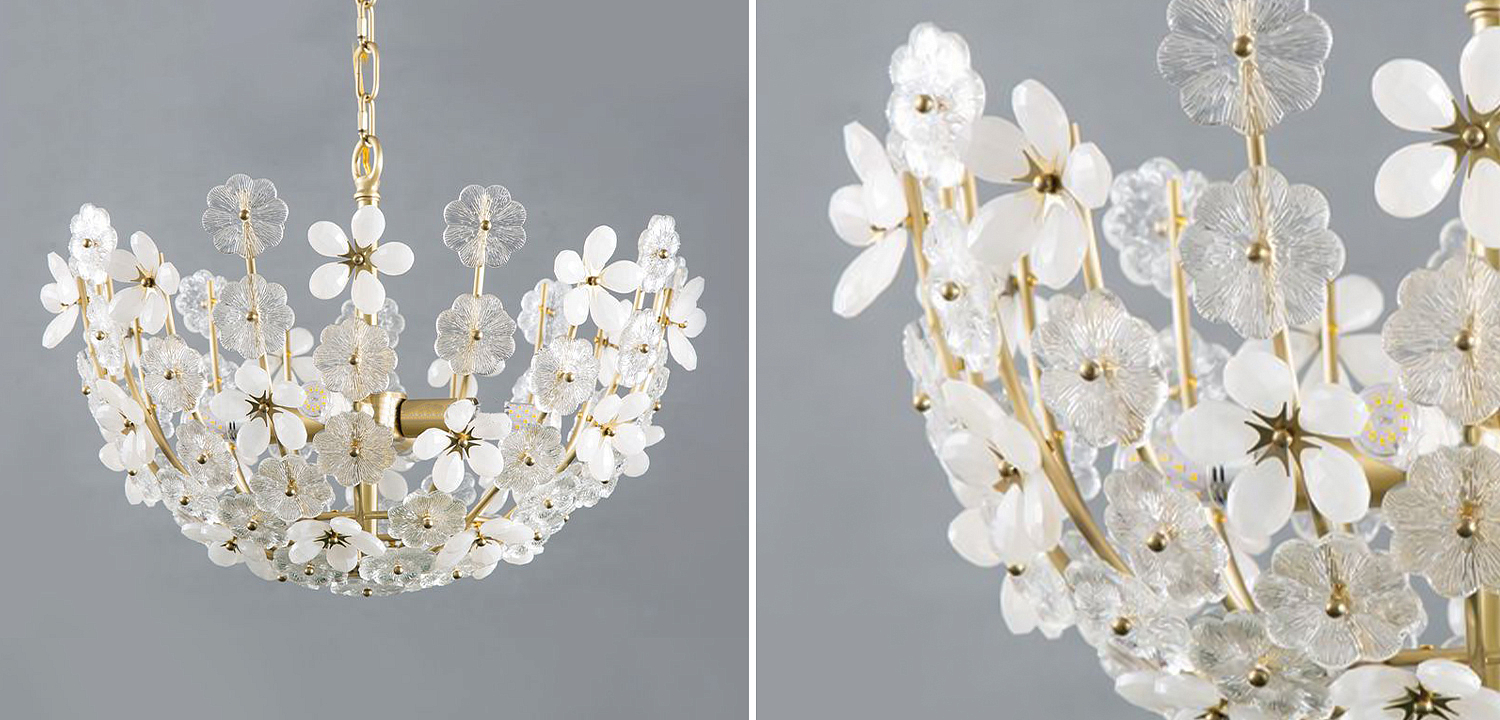Люстра Glass White Flowers Chandelier Люстра Glass White Flowers Chandelier - Loft-Concept в Саратове