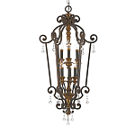 Люстра бронзового цвета с 6-ю лампами и стеклянными подвесками в классическом стиле Quoizel варинант исполнения - 1 | Loft Concept в Саратове
