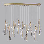 Люстра с золотистыми трубками и прозрачными стеклянными листьями на подвесах Sylva  варинант исполнения - 4 | Loft Concept в Саратове