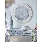 Зеркало круглое инкрустированное раковинами устриц Bone Inlay Dome Mirror White варинант исполнения - 2 | Loft Concept в Саратове