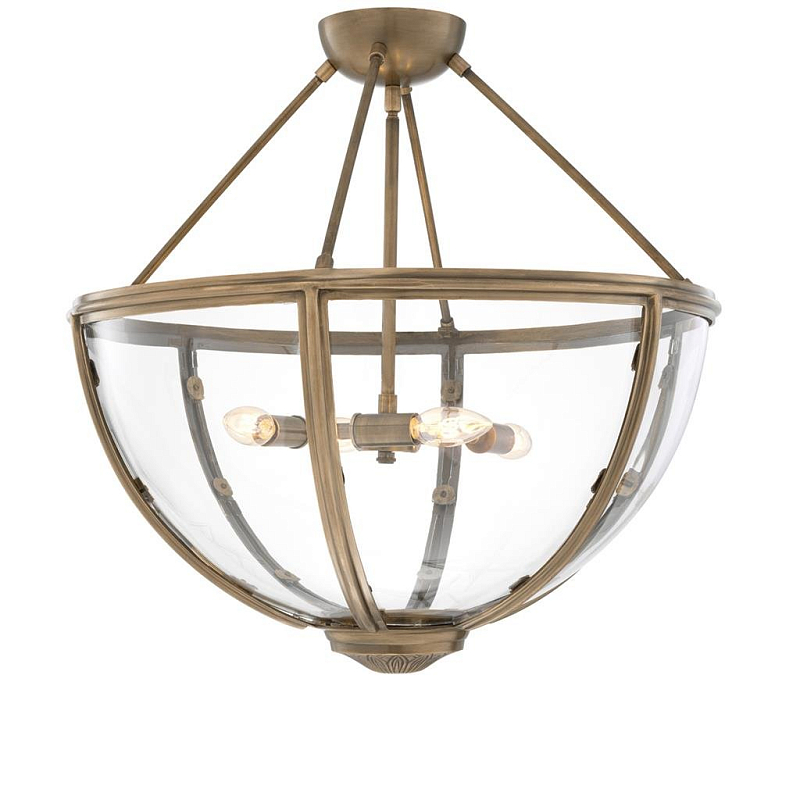Потолочный светильник Eichholtz Ceiling Lamp Deveraux Antique brass Латунь Античная полированная Прозрачное Стекло в Саратове | Loft Concept 