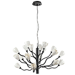 Люстра подвесная черного цвета с ветвями и белыми фарфоровыми цветами Floralis варинант исполнения - 7 | Loft Concept в Саратове