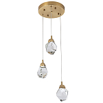 Подвесной светильник с 3-мя хрустальными плафонами Esme Crystal Brass Trio Hanging lamp варинант исполнения - 3 | Loft Concept в Саратове
