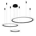Люстра подвесная светодиодная с тремя черными кольцами и пультом управления Ring Horizontal варинант исполнения - 2 | Loft Concept в Саратове