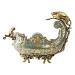 Чаша голубого цвета с оранментом и и бронзовыми фигурами леопардов Eden Garden варинант исполнения - 3 | Loft Concept в Саратове