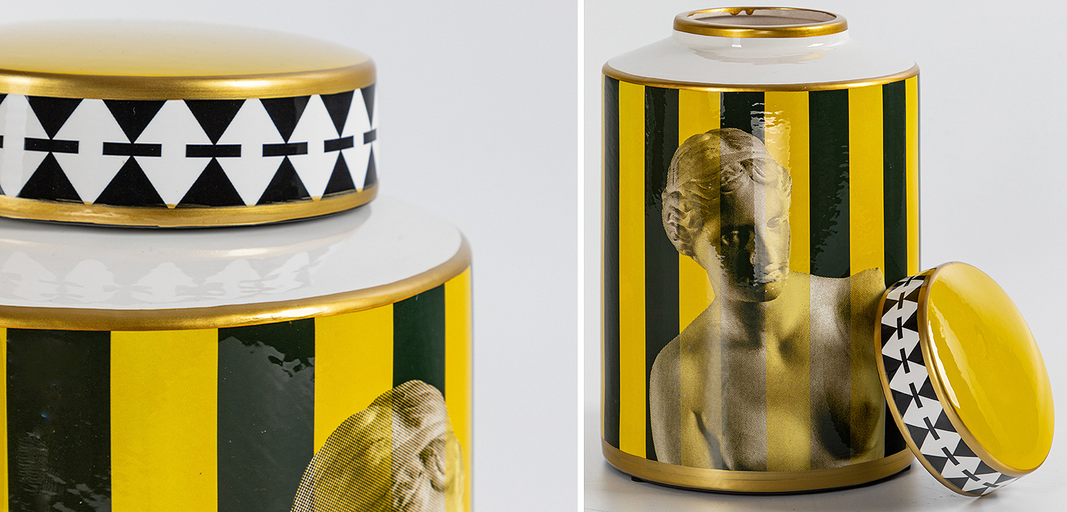 Ваза с крышкой Venus Yellow Black Vase Ваза с крышкой Venus Yellow Black Vase - Loft-Concept в Саратове