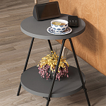 Стол приставной с 2-мя круглыми столешницами цвета антрацит ESSEL SIDE TABLE ANTHRACITE варинант исполнения - 7 | Loft Concept в Саратове