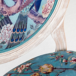 Барный стул из массива бука с изображением птиц и цветов Turquoise Beige Chinoiserie Garden Chair варинант исполнения - 3 | Loft Concept в Саратове