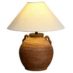 Настольная лампа керамическая коричневая с тканевым абажуром Eastern Tale варинант исполнения - 2 | Loft Concept в Саратове