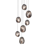 Люстра каскадная с 7-ю круглыми плафонами из рельефного стекла Disc Light варинант исполнения - 1 | Loft Concept в Саратове