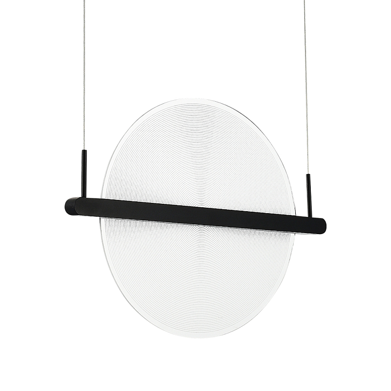 Светодиодный подвесной светильник круглой формы с металлическим черным каркасом Marble Glow Прозрачный Черный в Саратове | Loft Concept 