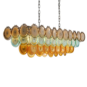 Люстра овальная с каскадом из разноцветных круглых подвесов Key Lustar
