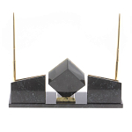 Настольный канцелярский набор из змеевика и офиокальцита с визитницами и часами Successful Leader варинант исполнения - 3 | Loft Concept в Саратове