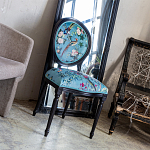 Стул из массива бука бирюзовый с изображением птиц и цветов Turquoise Chinoiserie Birds Garden Chair варинант исполнения - 7 | Loft Concept в Саратове