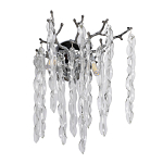 Бра цвета хром с ветвями и прозрачными стеклянными подвесками в виде вытянутых спиральных капель Droplet Chandelier варинант исполнения - 1 | Loft Concept в Саратове