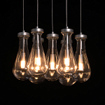 Люстра с 7-ю прозрачными плафонами из стекла в форме капли на круглом потолочном основании цвета хром Lucid Rain  варинант исполнения - 5 | Loft Concept в Саратове