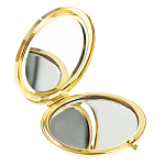 Зеркало карманное двухстороннее круглое из натурального камня Серафинит в подарочной упаковке Gold Stone Mirrors варинант исполнения - 2 | Loft Concept в Саратове