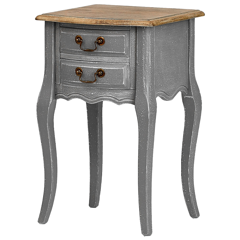 Прикроватная тумба из массива березы серая Grey Montmartre Provence Bedside Table Дуб темный Серый в Саратове | Loft Concept 