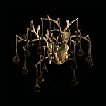 Бра в форме ветвей деревьев золотого цвета с прозрачными подвесками-каплями Droplet Bra варинант исполнения - 4 | Loft Concept в Саратове