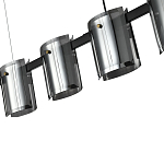 Подвесной светильник светодиодный с 5-ю цилиндрическими плафонами светло-серого цвета из стекла и стали Andrea Сhandelier Grey варинант исполнения - 1 | Loft Concept в Саратове