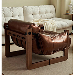 Кресло-диван кожаное на деревянном каркасе Medieval Furniture варинант исполнения - 2 | Loft Concept в Саратове