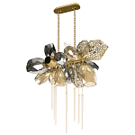 Люстра подвесная с 18-ю стеклянными плафонами с вертикальными подвесками Gilded Mirage  варинант исполнения - 5 | Loft Concept в Саратове