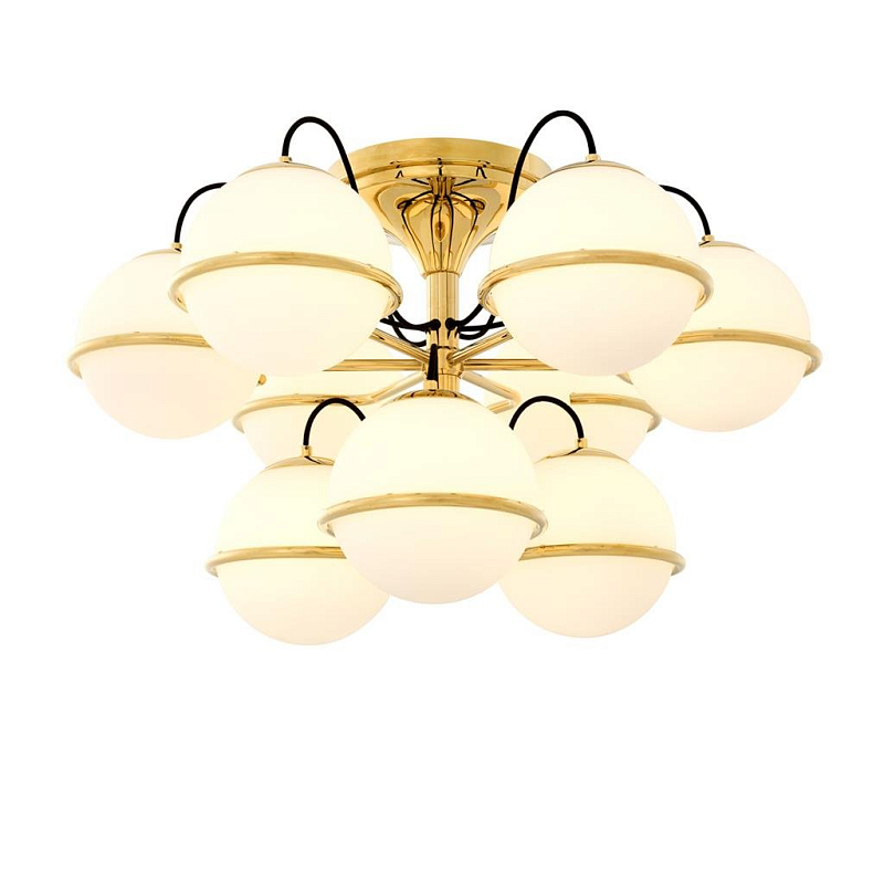 Потолочный светильник Eichholtz Ceiling Lamp Nerano Глянцевое золото Белый Потолочный светильник Eichholtz Ceiling Lamp Nerano Глянцевое золото Белый в Саратове | Loft Concept