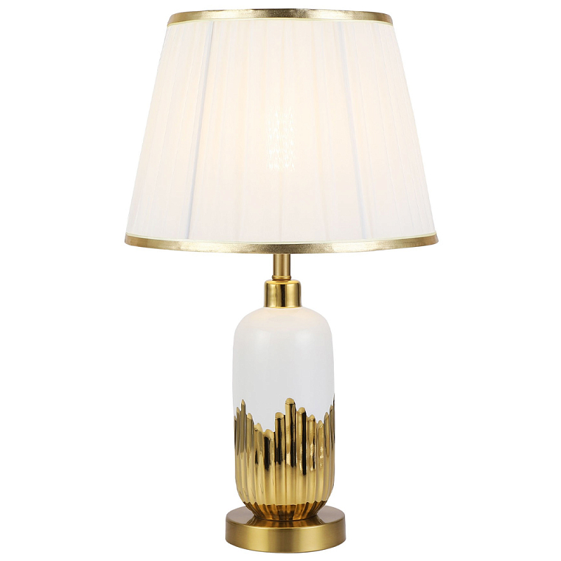 Настольная лампа с абажуром Rico Gold Table Lamp Белый Золотой в Саратове | Loft Concept 