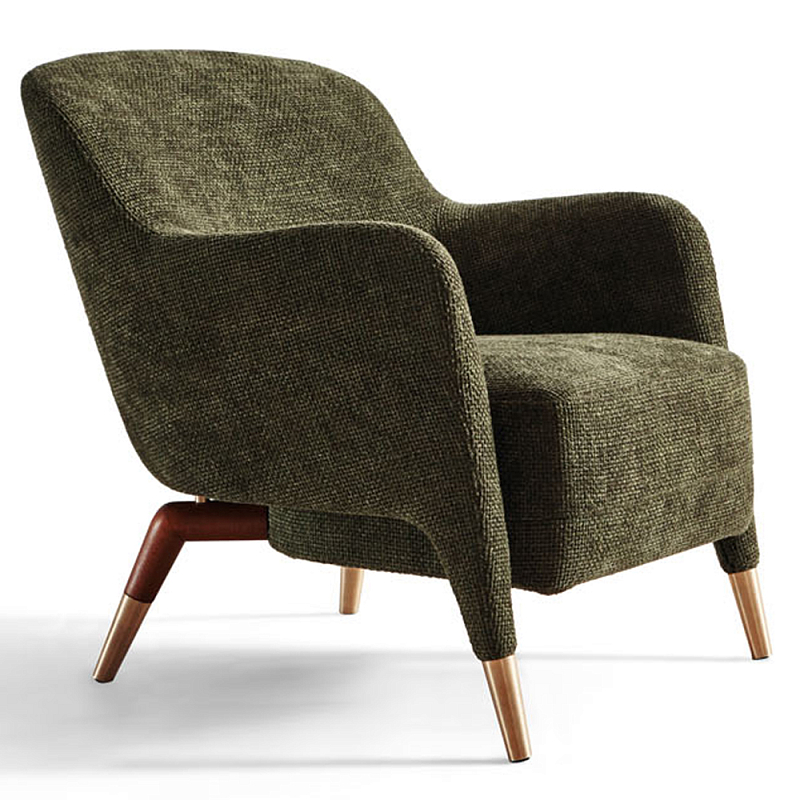 Дизайнерское кресло Gio Ponti D.151.4  Armchair Зеленый Коричневый Латунь в Саратове | Loft Concept 