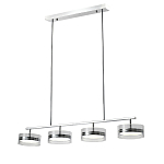 Люстра светодиодная с 4-мя круглыми прозрачными плафонами цилиндрической формы из акрила и стекла с пультом для регулировки света Glass Lamp Chromium варинант исполнения - 1 | Loft Concept в Саратове
