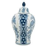 Ваза с крышкой и голубым цветочным рисунком 37 см Blue & White Ornament варинант исполнения - 2 | Loft Concept в Саратове