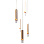 Подвесной светильник Metal Acrylic Tube Five Gold Hanging Lamp варинант исполнения - 1 | Loft Concept в Саратове