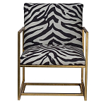 Кресло с металлическим золотистым каркасом и мягкой обивкой с чёрно-белым принтом зебры Wild animals варинант исполнения - 1 | Loft Concept в Саратове