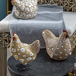 Статуэтка курица с белым цветочным узором и металлическими ножками Rustic Chicken варинант исполнения - 4 | Loft Concept в Саратове