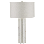 Настольная лампа мраморная с тканевым цилиндрическим абажуром Sharpened варинант исполнения - 4 | Loft Concept в Саратове