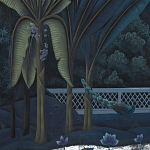 Обои ручная роспись Phuljhari Original colourway on Empire Blue dyed silk варинант исполнения - 3 | Loft Concept в Саратове