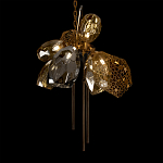 Люстра подвесная со стеклянными плафонами из дымчатого и золотистого с тремя вертикальными подвесками Gilded Mirage  варинант исполнения - 7 | Loft Concept в Саратове