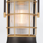 Настенный фонарь цилиндрической формы с рифленым стеклом в золотом каркасе на черном прямоугольном основании Eurofase варинант исполнения - 15 | Loft Concept в Саратове