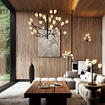 Люстра подвесная черного цвета с ветвями и белыми фарфоровыми цветами Floralis варинант исполнения - 3 | Loft Concept в Саратове