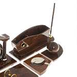 Настольный письменный набор с часами из природного камня обсидиана Competent Leader варинант исполнения - 5 | Loft Concept в Саратове