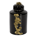 Банка с крышкой из фарфора с бронзовым цветочным элементом Eden Garden варинант исполнения - 1 | Loft Concept в Саратове