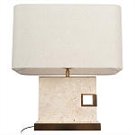 Настольная лампа с прямоугольным основанием из натурального камня c тканевым абажуром Lapis Tiburtinus варинант исполнения - 3 | Loft Concept в Саратове