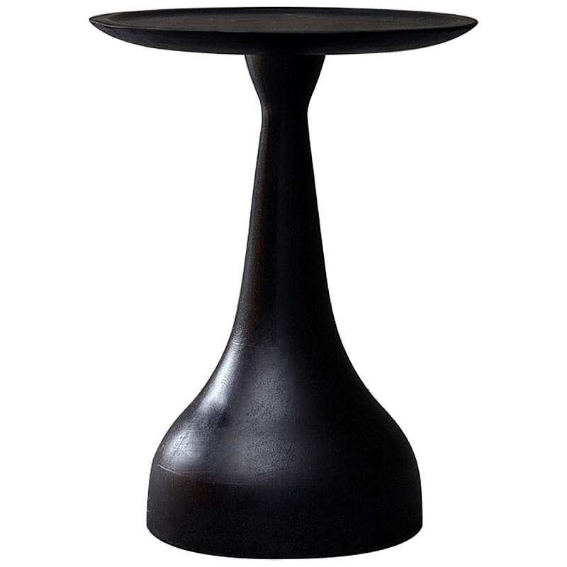 Приставной круглый столик из массива акации Veras Black Side Table Черный Приставной круглый столик из массива акации Veras Black Side Table Черный в Саратове | Loft Concept