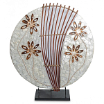 Настольная лампа из перламутра и дерева на подставке Indonesian Shell Flower варинант исполнения - 2 | Loft Concept в Саратове